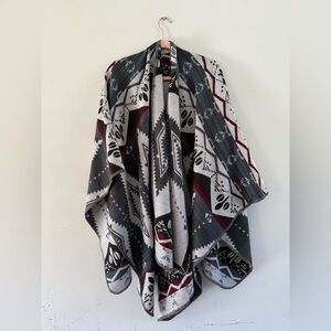 Gray and Black Patterned Poncho